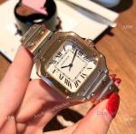 Best Replica Cartier Santos Rose Gold White Face Quartz Lady Watches